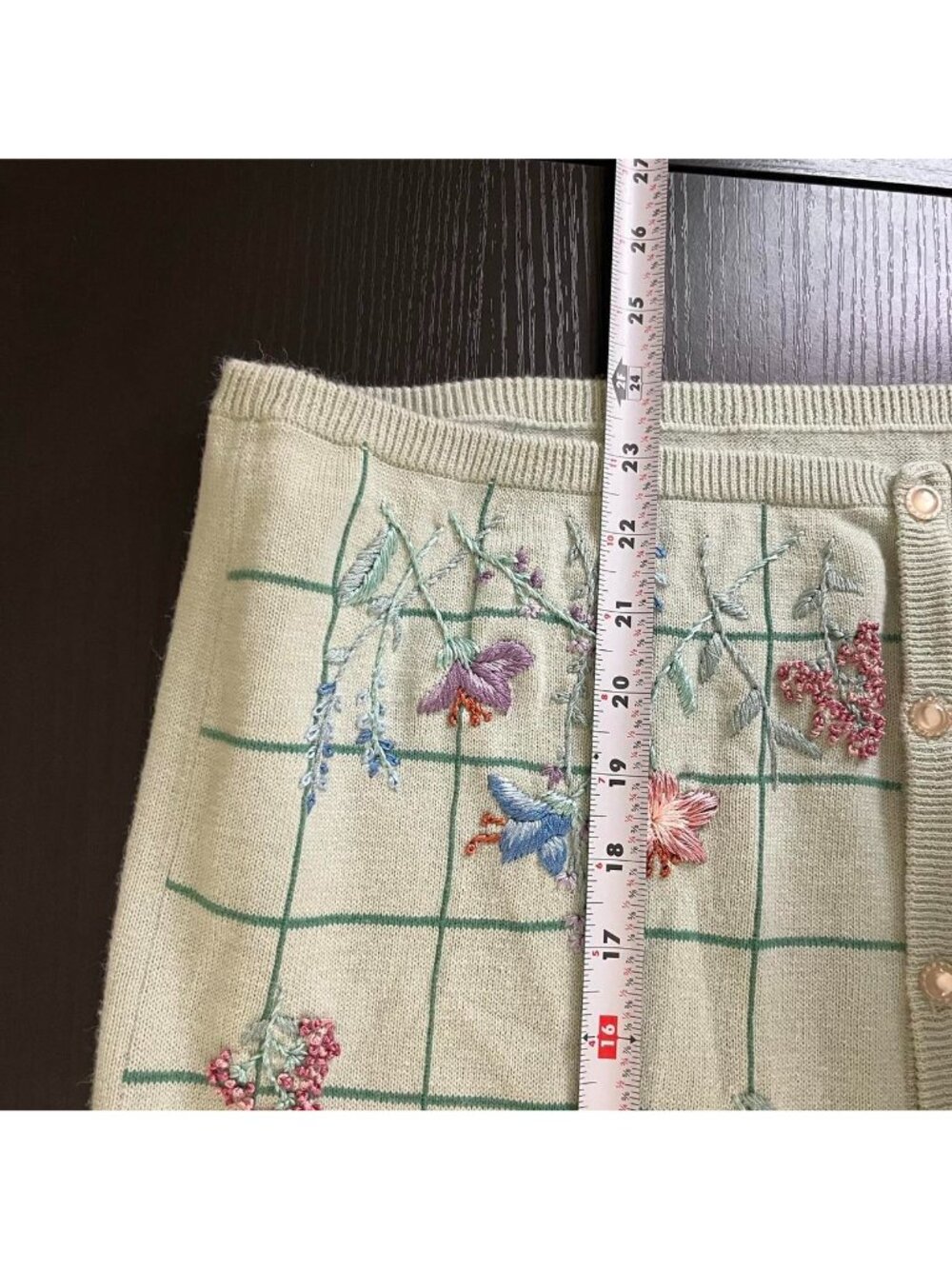 vintage 90s green floral plaid whimsical whimsy cottagecore sweater vest - Picture 7 of 8